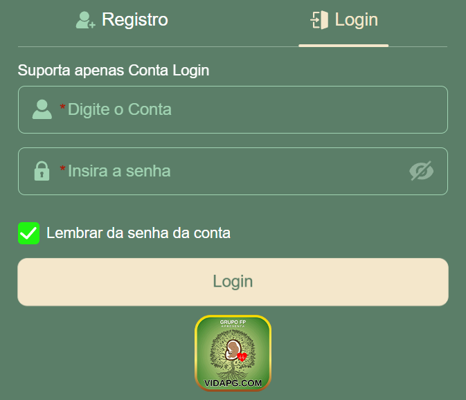Login seguro na vidapg.com
